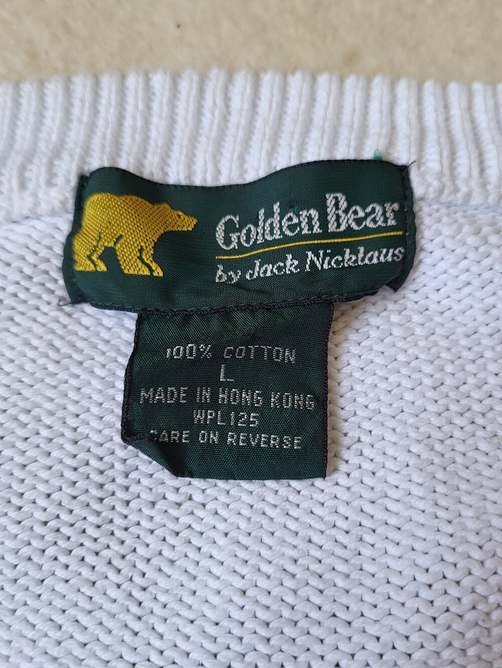 Vintage Golden Bear By Jack Nicklaus Golf Sweater Men's Size Large Cotton Knit - Picture 3 of 14